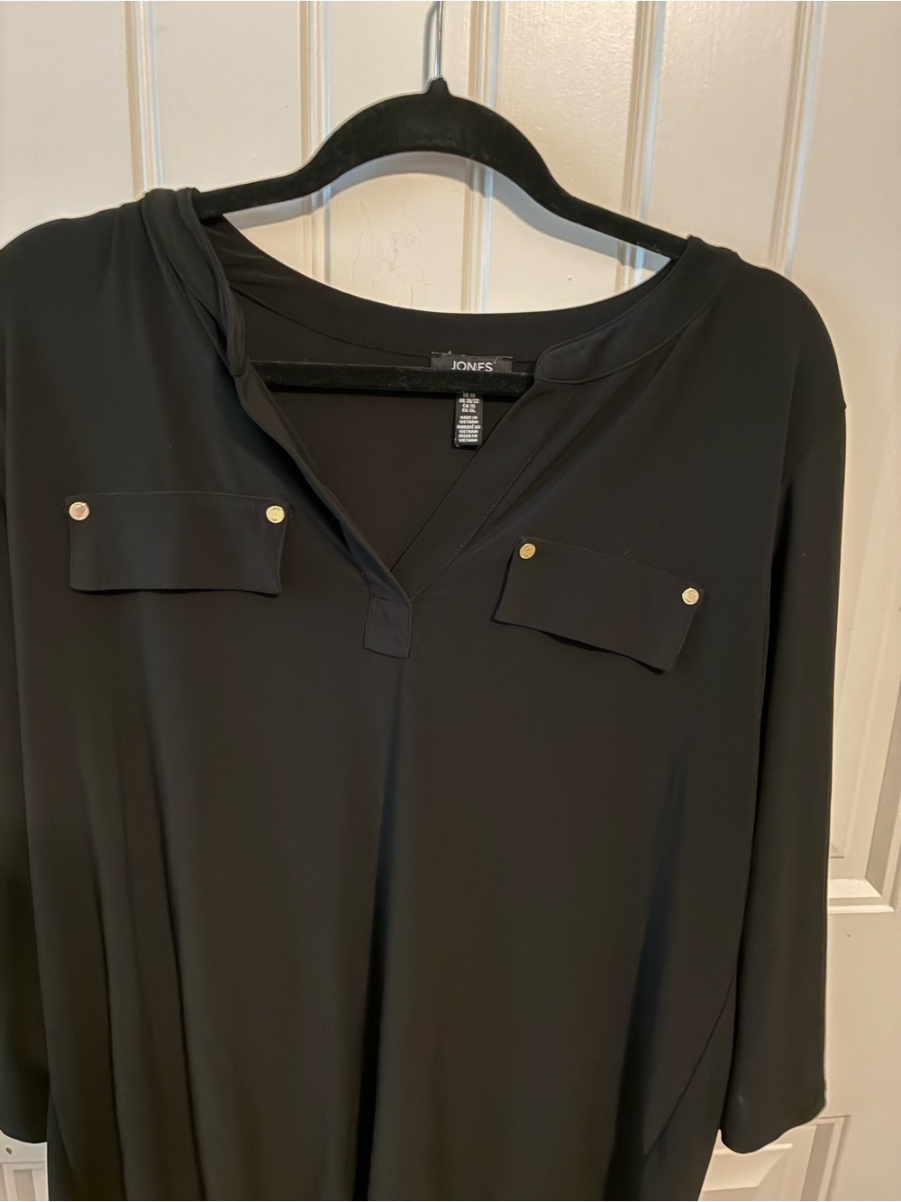 Jones New York Black Utility Tunic with Gold-Tone Accents